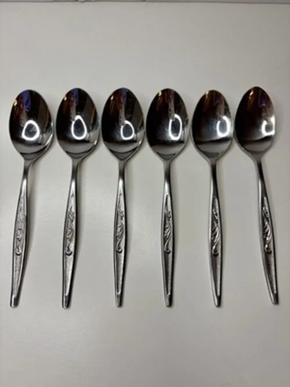 Carlton Stainless Japan Korea CAS1 Woodcrest 5 7/8” Teaspoons Set of 6